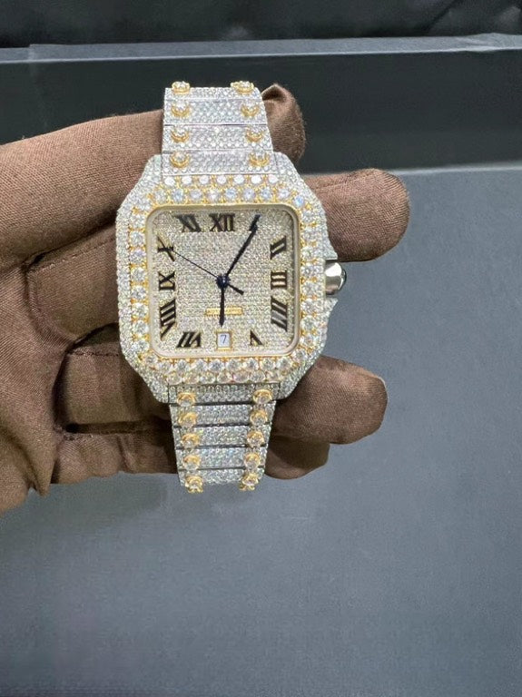 Santos VVS1 Moissanite 41mm Two-Tone 'White Gold'