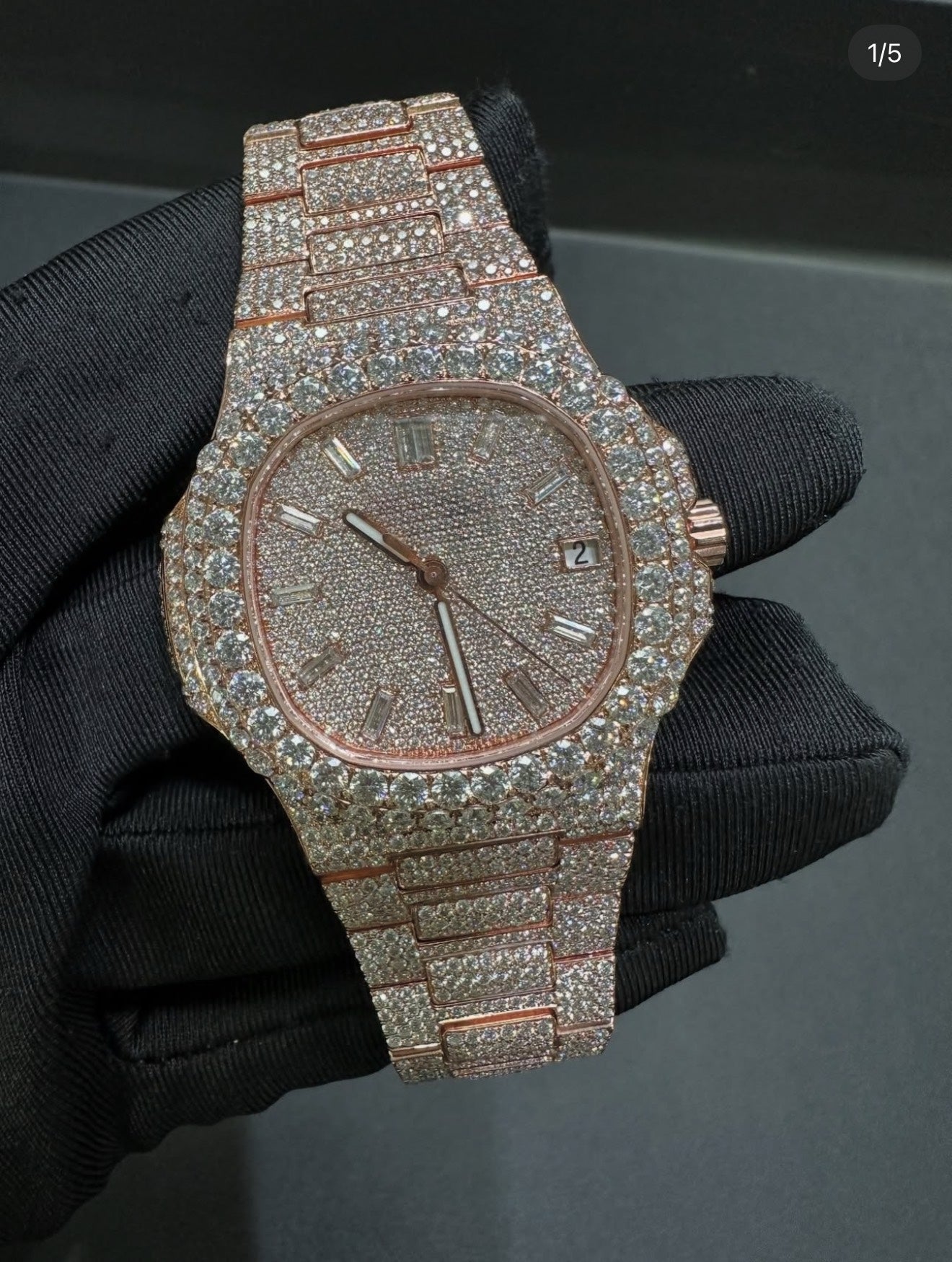 Nautilus VVS1 Moissanite 41mm 'Rose Gold'